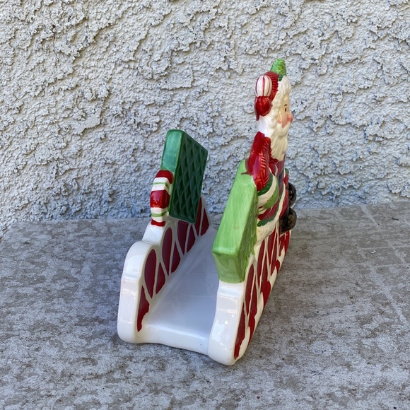 Fitz & Floyd Peppermint Santa Napkin Holder - Porcelain Xmas Holiday Decor VTG - Picture 3 of 10